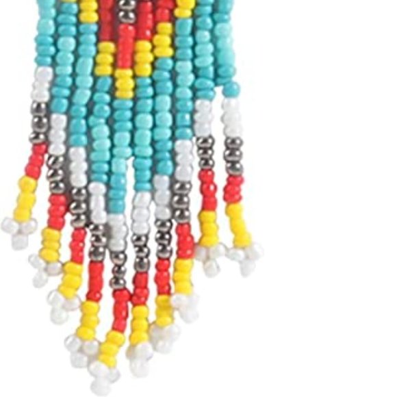 Long 4.5" White Turquoise Oversized Handmade Earrings New Southwestern - Picture 4 of 6